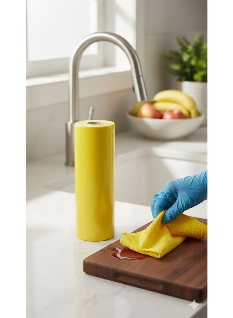 روماتكس رول فوط تنظيف متعددة الاستخدامات للمطابخ والمنزل والمكاتب، مناشف قماشية عالية الجودة 20 قطعة باللون الأصفر، قوية الامتصاص، سهلة التقطيع والفصل، مثالية للأسطح الزجاجية والخشبية والمعدنية والسيراميكية، رول مناشف للتنظيف الجاف والرطب، أدوات تنظيف احترافية للمنزل والمطبخ والمطاعم، فوط منزلية مقاومة للخدش وسريعة الجفاف - Image 3